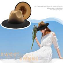 JEWELRYWE Two-Tone Fedora Hats For Men And Women, Gradient Classic Felt Panama Hat