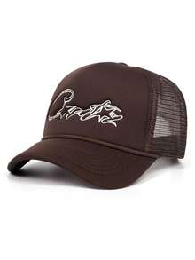 1 件男式/女式恶魔岛刺绣网眼遮阳帽，可调节透气男女通用卡车司机棒球帽，用途广泛 - 多色 - 查看 6