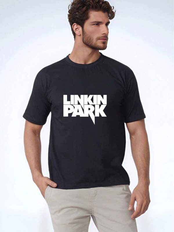 Camiseta Estampada Linkin Park Logo Original Bandas de Rock Musicas Clássicos Confortável Tecido Resistente Preta