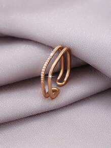 1 anel ajustável minimalista e moderno, personalizado, com zircônia dupla camada, banhado a ouro 18K, adequado para uso diário para mulheres