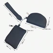 Mini Zip Around Wristlet Wallet For Women Dual Pouch Wristlet Portable Keychain Wallet Coin Purse Mini Women Coin Pocket Black - Black - View 2