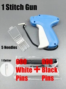 1 Set Handheld Quick Clothing Fixer Fine Tagging Gun For Clothes With 1600 White Fasteners And 1600 Black Pins,No Need To Replace Needle,Mini Stitch Gun Sewing Heming Quilting Tag Gun