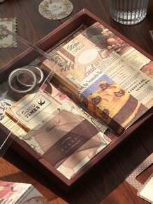 1 set Boîte cadeau de papeterie vintage, Ensemble de papeterie rétro pour filles esthétiques, comprenant un cahier, des autocollants, des notes autocollantes, du papier décoratif et des rubans washi, adapté comme cadeau pour les fêtes, les anniversaires et les remises de diplômes