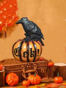 乌鸦南瓜摆件 - 万圣节派对家庭餐桌装饰、客厅装饰、感恩节礼物、家居装饰摆件、家居微缩物品