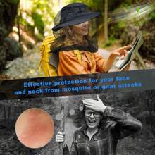 1 pieza Mosquitero red para la cabeza y cara, protector contra mosquitos e insectos, sombrero para pesca, apicultura y protección solar con máscara de malla