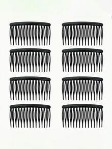 8 Pieces Of Minimalist French Style Hair Side Comb - Anti Slip, Securely Fixed, Easy To Style And Plump | Durable 15 Tooth Design, Suitable For Curly And Regular Hairstyles | Black And Orange Women's And Girls' Hair Accessories - Multicolor - View 11