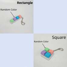 1pc Random Color & Chain Style Squeeze Stress Relief Fidget Cube Keyboard Key Pendant Toy