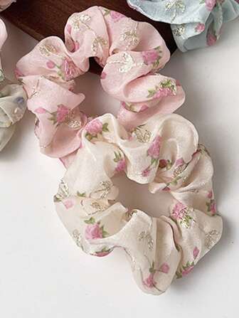 2 件刺绣优雅花卉发圈，时尚且适合日常休闲佩戴发圈发圈