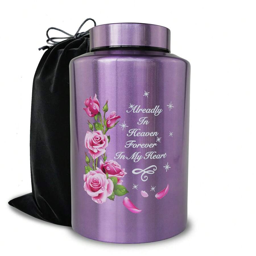 Up To 220 Lbs Large Cremation Urns For Adult Human Ashes, Decorative Urn For Male Female Ashes With Velvet Bag - Hoa-Tím - Xem 1