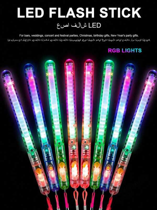 1 Pack Of LED Flash Sticks, Luminous Party Supplies With RGB Lights And 7 Flash Modes, Perfect For Bar, Wedding, Party, Concert, Christmas, Birthday Gift, Toy And Decoration, Safety Warning Lights For Night Activities - Holiday Accessory, Birthday Party Supplies, Wedding Supplies, Glow In The Dark Party Supplies, LED Light Up Toys, Neon Party Favors, Carnival Birthday Wedding Party Games Gifts Parties.