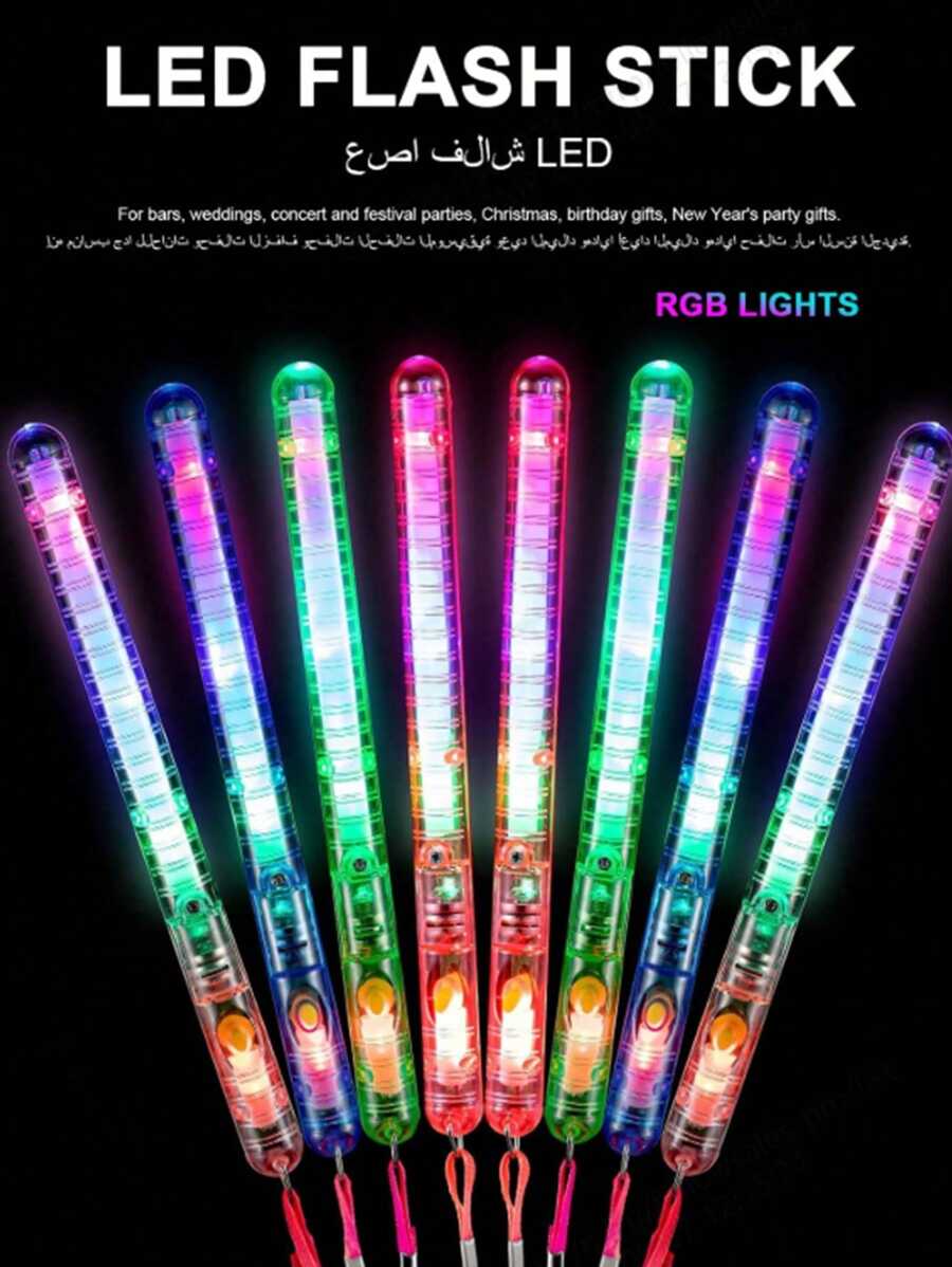 1 Pack Of LED Flash Sticks, Luminous Party Supplies With RGB Lights And 7 Flash Modes, Perfect For Bar, Wedding, Party, Concert, Christmas, Birthday Gift, Toy And Decoration, Warning Lights For Night Activities - Holiday Accessory, Birthday Party Supplies, Wedding Supplies, Glow In The Dark Party Supplies, LED Light Up Toys, Neon Party Favors, Carnival Birthday Wedding Party Games Gifts Parties.