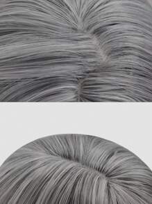1-Piece Synthetic Heat Resistant Straight Hair With Bangs Princess Cut Wine Cyan Or Grey 26 Inch Fully Machine Woven Daily Natural Realistic Wig