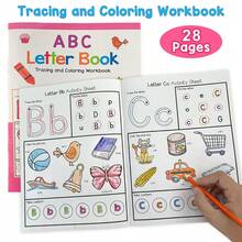Lachilly 26個字母描紅練習書，包含0-30數字，塗色書，手寫練習書，兒童練習書，學習與描紅字母，辨識大寫和小寫字母，A-Z字母發音學習，幼兒園教育學習教材，適合幼兒與幼兒園兒童，書法練習書，居家教育，男孩女孩生日禮物 - 彩色 - 查看 5