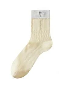 1 paar lichtgewicht, ademende sokken met uitsparingen en gepersonaliseerd kant- en borduurmotief voor dames, met sterren, kersen, strikken en hartjes, modieuze, casual schoolstijl, geschikt voor de zomer