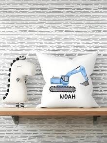 定制儿童挖掘机枕套 - 双面印花，个性化照片/文字/姓名，装饰性抱枕套，个性化靠垫套，理想的儿童礼物和生日礼物 - 彩色 - 查看 7