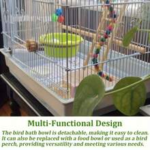 1pc Multifunctional Green Birdcage Perch & Bathtub Set - Durable PVC, Easy-Clean Design With Rope Ladder & Standing Stick For All Bird Species