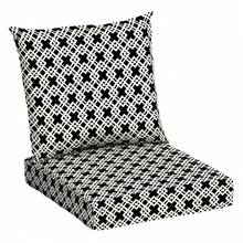 45 L X 22.75 W Black White Lattice Rectangle Outdoor 2 Piece Deep Seat Cushion