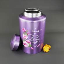 Up To 220 Lbs Large Cremation Urns For Adult Human Ashes, Decorative Urn For Male Female Ashes With Velvet Bag - Hoa-Tím - Xem 4