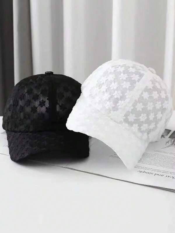 1 pezzo Berretto da baseball in pizzo floreale traforato da donna, cappello di moda per protezione solare, adatto per primavera/estate