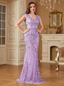 hezixi Elegant Sequin Sexy Evening Dress For Women Long Mermaid Formal Prom Luxury Wedding Party Cocktail Gowns Women's Dresses, For Wedding Guest