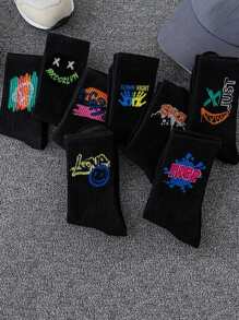 10 pares de calcetines de media caña coloridos y variados para niños, que absorben la humedad y son transpirables, versátiles calcetines altos para niños