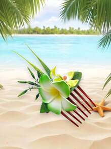 Clip de pelo de espuma floral artificial hawaiano, peine de pelo de orquídea bohemia apto para novia, boda, playa hawaiana, decoración de fiesta tropical. Peines para el cabello, lado del peine, artículos escolares, universidad