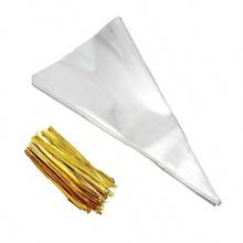 100pcs/50pcs OPP Transparent Triangle Candy/Food Bags, Suitable For Candies, Chocolates, Cookies Etc. DIY Candy Bag Set, Wedding Favor, Birthday Party Decor, Suitable For Baking, Candies, Pastries And Snack Packaging. Wedding Party Gift Bags, Suitable For Christmas, Ideal For Kitchen Storage