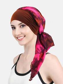 1 pieza Turbante de mujer, pañuelo para cáncer y quimioterapia, gorra con estampado de flores, cobertura para pérdida de cabello, pañuelo elástico, venda pre-atada, gorro para dormir - Multicolor - Ver 16