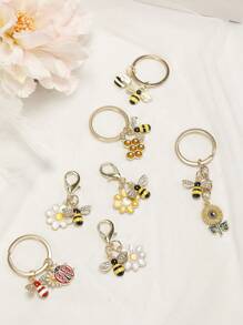 1/2/4/10pcs Cubic Zirconia Bee & Honeycomb Keychain, Cute Animal Pendant Keyrings, Versatile & Adorable For Students Backpack For School Car Accessories Goth Y2k Halloween Accessories Teachers Day Christmas Gift Ideas Bag Accessories Lanyards With Id Holder Car Accessories Bag Charms