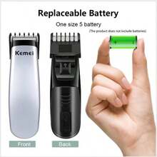 Kemei 1pc KM-666 Mini Low-Noise Baby Hair Clipper, Children's Electric Hair Trimmer With R-Shaped Blade For Gentle Skin, Portable Men's Hair/Beard Trimmer, Household Body Hair Shaver (Batteries Not Included) - Silver - View 4