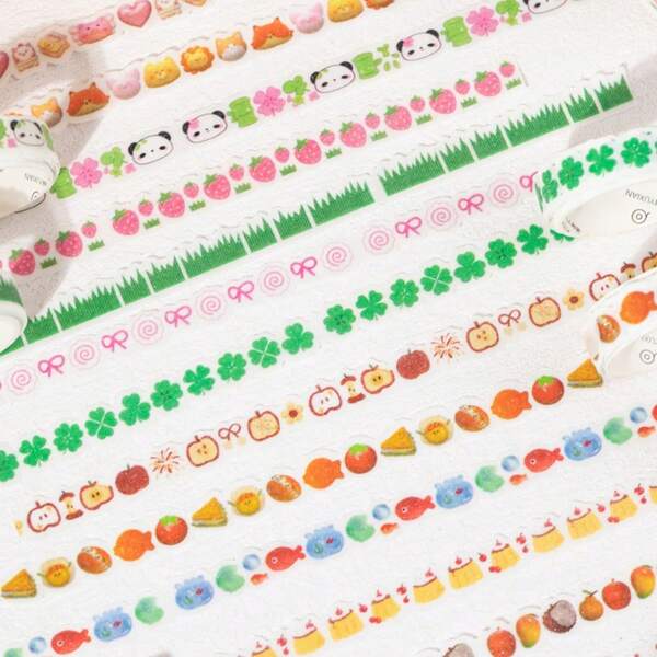 1 pezzo/5 rotoli Set carino di nastri adesivi washi a tema animali, nastri adesivi decorativi kawaii cartoons per diario, album, planner, fai-da-te (1cm x 1,5m/5 rotoli), Torna a Scuola