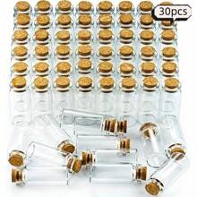 10/20/30/50pcs Mini 0.34oz Clear Glass Jars With Cork Stoppers - Ideal For DIY Crafts, Wedding Decor, And Party Favors | , Hand Wash Only, Oval-Shaped Transparent Bottles, Decorative Bottles