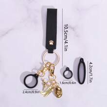 1 Set, Juego de cadena llavero antiperdidalográfica, Caja de cigarrillos portátil antiperdidalográfica de PU con pulsera con Charm, con 3 anillos de silicona, soporte antidelizante, regalo creativo