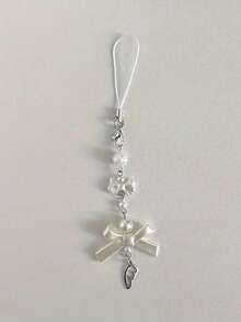 1个时尚可爱钥匙扣，解锁新姿势手机挂件，有白色、蓝色和粉色蝴蝶结星星图案可选 - 彩色 - 查看 6