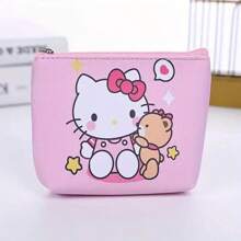 Cartera estilo lindo de Sanrio - Monedero adorable de dibujos animados con múltiples compartimientos, organizador compacto de 4.3"X3.1" para cosméticos, tarjetas y artículos pequeños, bolsa con tema de personajes | Accesorio de bolso ligero