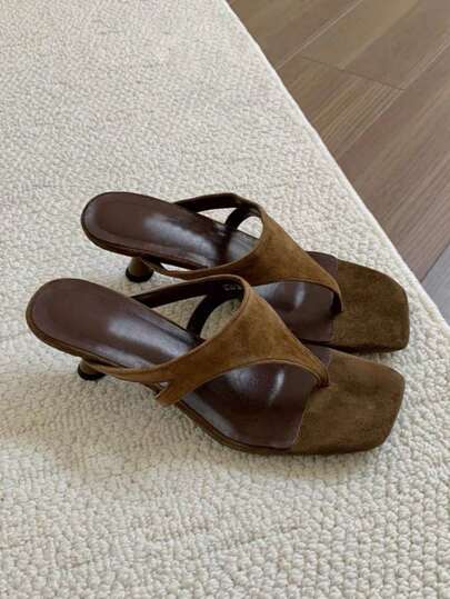 French Minimalist Elegant Thong Sandals, Slim Heel Flip Flops, Versatile One-Strap Slide Sandals For Women