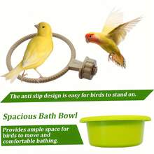 1pc Multifunctional Green Birdcage Perch & Bathtub Set - Durable PVC, Easy-Clean Design With Rope Ladder & Standing Stick For All Bird Species