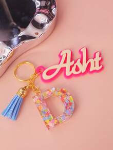 1 PC Custom Name Handmade Colorful Resin Keychain, Personalised Heart Initial Resin Keychain, Letter Keychain, Gift Idea, Kids Backpack Charm
