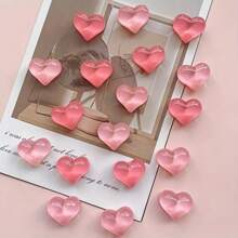 10pcs Pink Heart-Shaped Fridge Magnets For Kitchen, Office Whiteboard, Cabinets And Dishwashers - Delightful Home Decor, Perfect Holiday Gift, Mini Refrigerator Magnet