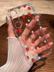 草莓图案透明彩绘防摔手机壳，兼容三星 Galaxy S25/S25PLUS/S25 Ultra/A16/A36/A26/A56/A50/A12/A32/A52/A72/A51/A21S/A13/A14/S24/S24PLUS/S24Ultra/S20/S23/S22/A53/S20FE/S21，兼容小米 11/12Pro/12/12X/13Pro/14Pro/15Pro/X3pro，兼容 Redmi 10/9/Note9/12c/Note11pro/Note8Pro/9C/9a，国际版，非国内版 - 彩色 - 查看 4