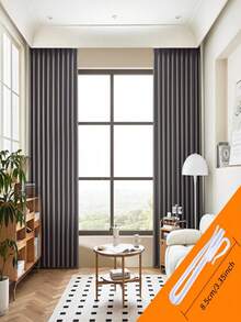 2 tấm rèm che nắng màu trơn, cách nhiệt và chặn sáng, thiết kế tối giản cho phòng ngủ và phòng khách, màu xám - Xám - Xem 1