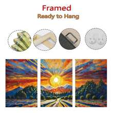 3 piezas de carteles con impresión de paisaje natural abstracto, montaña, sol y bosque, sin marco, en estilo bohemio, para decorar la pared de la sala de estar, dormitorio, comedor, estudio o cafetería