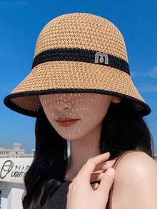 1 件女士纯色休闲渔夫帽，简约休闲优雅外观，时尚百搭透气遮阳帽，适合户外活动和日常穿着 - 彩色 - 查看 2