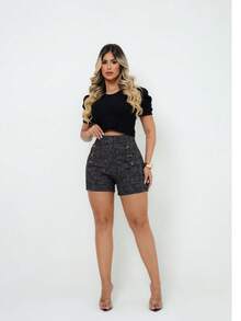 6 Button Shorts - Jackard - Màu xám đen - Xem 1
