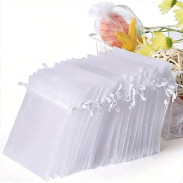 100 pièces/50 pièces/20 pièces Sacs à cordon en organza lune et étoile - Idéal pour les bijoux, les faveurs de fête - Couleurs assorties pour les mariages, la Saint-Valentin et Noël, fournitures scolaires, rentrée des classes