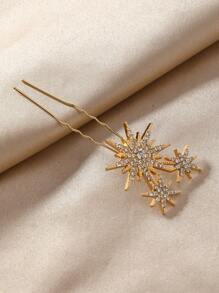 1 Stück/5 Stücke Schneeflocke Vintage Palast Stil Glashaar Stick Dekoration, universelle 6-zackige Stern Braut Haarschmuck