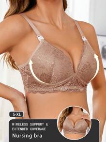Elegant Solid Color Lace Nursing Bra For Pregnant Women