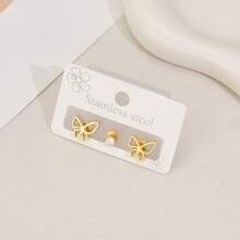 3 piezas Pendientes de mujer, de acero inoxidable, con diseño de murciélago, aptos para uso diario, pendientes de moda simple con diseño animal, regalo para festivales de mujer