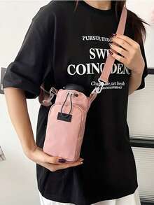 1PC Large Capacity Crossbody Water Bottle Bag, Cup Protective Case, Travel Mug Pouch, Outdoor Leisure Portable Water Bottle Storage Bag Niche Design Crossbody Shoulder Bag With Water Bottle And Phone Pocket, Nylon - Multicolor - View 8