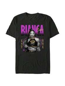 Bianca Belair EST Of WWE T-Shirt -Versatile Basic T-Shirts,Breathable & Moisture-Wicking T-Ghirt,Premium Heavyweight Tee,Ideal For Holidays Such As Christmas, Halloween, New Year's Day, And Friday The New Year. Plus Size Women's Christmas Costumes And Christmas Pajama Sets Are Also Avaailable. - 黑色 - 查看 2